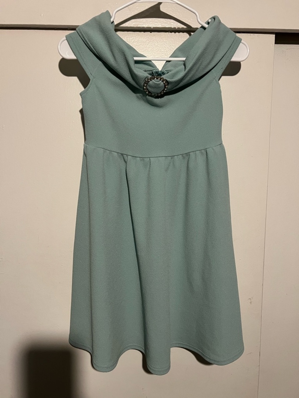 SHEIN blue Cowl Neck Dress with Decorative Brooch
